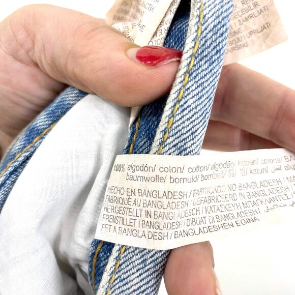 ZARA Blue Cotton Light Wash Distressed Denim Shorts - Picture 5 of 8